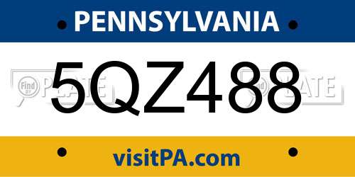 5QZ488 Pennsylvania License Plate