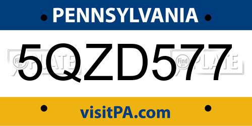 5QZD577 Pennsylvania License Plate