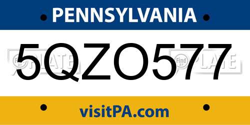 5QZO577 Pennsylvania License Plate