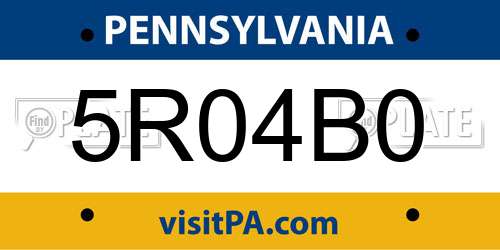 5R04B0 Pennsylvania License Plate