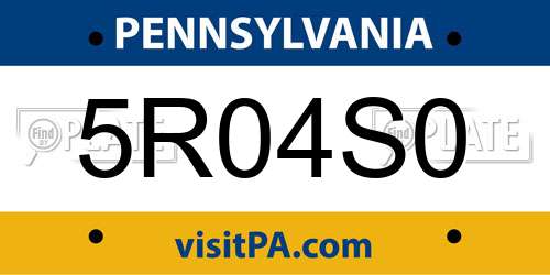 5R04S0 Pennsylvania License Plate