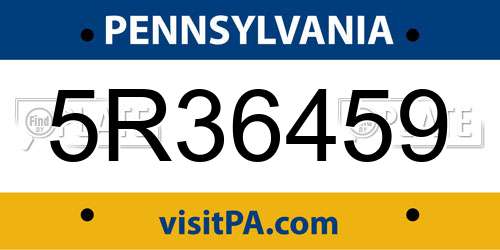 5R36459 Pennsylvania License Plate