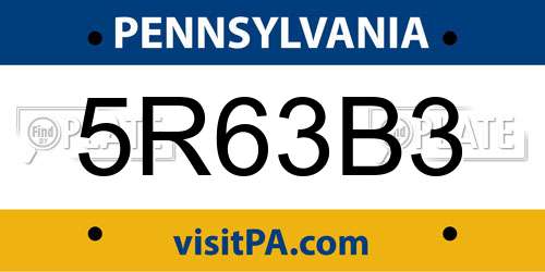 5R63B3 Pennsylvania License Plate