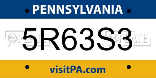 5R63S3 Pennsylvania License Plate