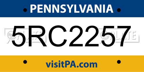 5RC2257 Pennsylvania License Plate