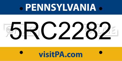 5RC2282 Pennsylvania License Plate