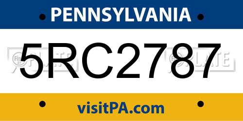 5RC2787 Pennsylvania License Plate