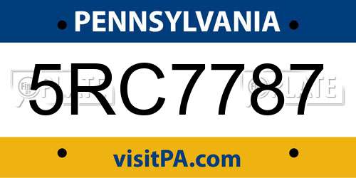 5RC7787 Pennsylvania License Plate