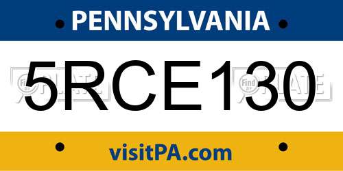 5RCE130 Pennsylvania License Plate