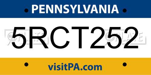 5RCT252 Pennsylvania License Plate
