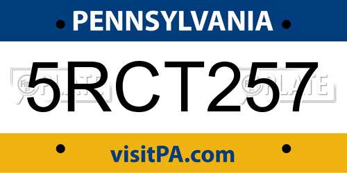 5RCT257 Pennsylvania License Plate