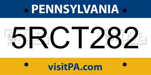 5RCT282 Pennsylvania License Plate