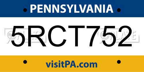 5RCT752 Pennsylvania License Plate