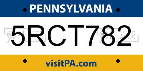 5RCT782 Pennsylvania License Plate