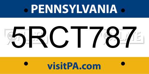 5RCT787 Pennsylvania License Plate