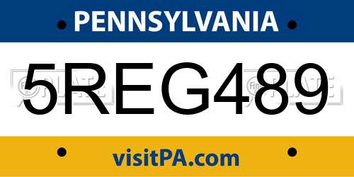 5REG489 Pennsylvania License Plate