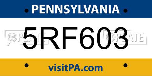 5RF603 Pennsylvania License Plate