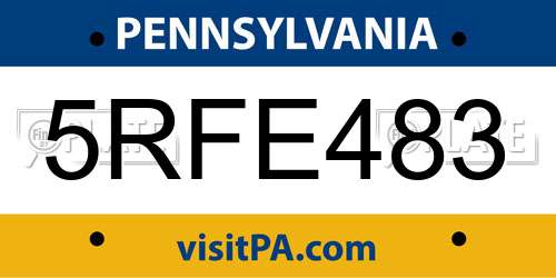 5RFE483 Pennsylvania License Plate
