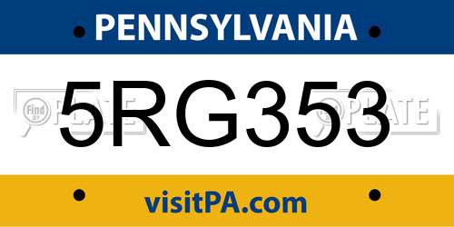 5RG353 Pennsylvania License Plate