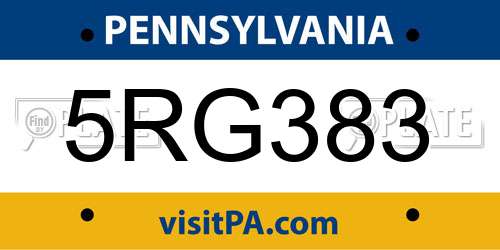 5RG383 Pennsylvania License Plate
