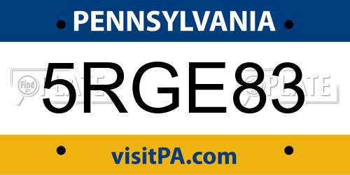 5RGE83 Pennsylvania License Plate