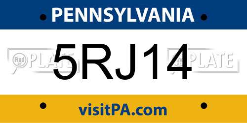 5RJ14 Pennsylvania License Plate
