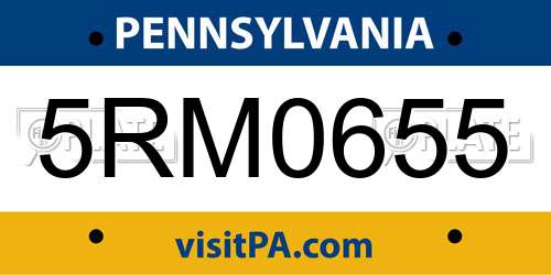 5RM0655 Pennsylvania License Plate