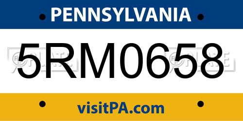 5RM0658 Pennsylvania License Plate
