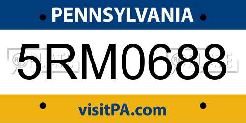 5RM0688 Pennsylvania License Plate