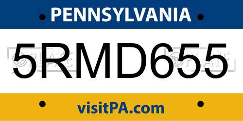 5RMD655 Pennsylvania License Plate