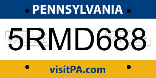 5RMD688 Pennsylvania License Plate