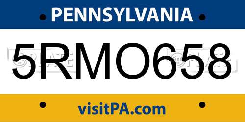 5RMO658 Pennsylvania License Plate
