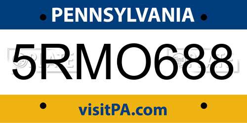 5RMO688 Pennsylvania License Plate