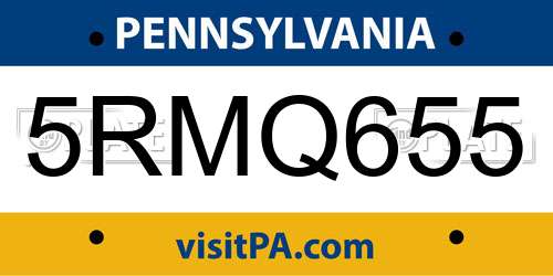 5RMQ655 Pennsylvania License Plate