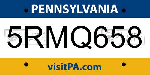 5RMQ658 Pennsylvania License Plate