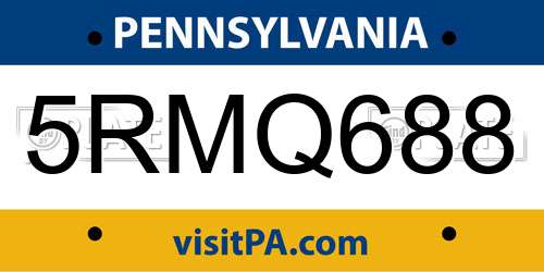 5RMQ688 Pennsylvania License Plate