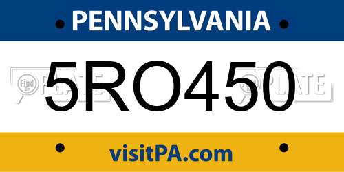 5RO450 Pennsylvania License Plate