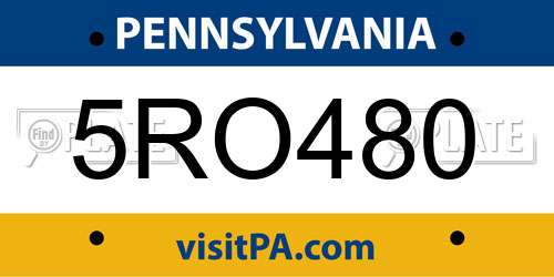 5RO480 Pennsylvania License Plate