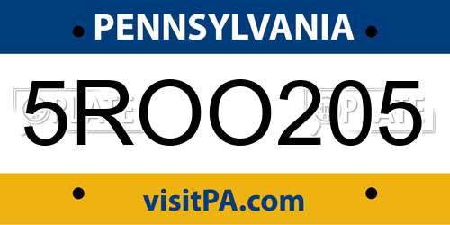 5ROO205 Pennsylvania License Plate