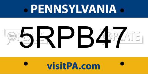 5RPB47 Pennsylvania License Plate