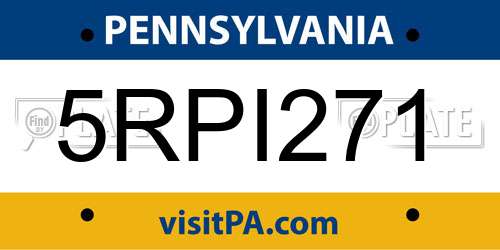 5RPI271 Pennsylvania License Plate
