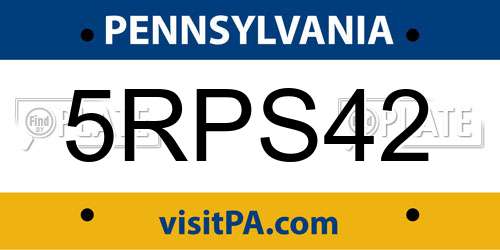 5RPS42 Pennsylvania License Plate