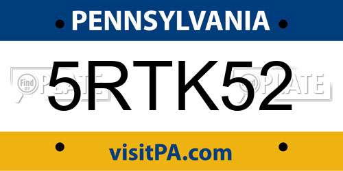 5RTK52 Pennsylvania License Plate