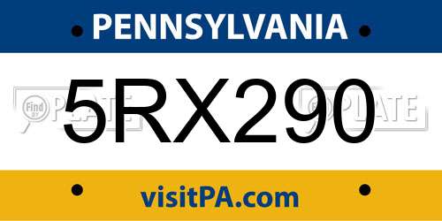 5RX290 Pennsylvania License Plate