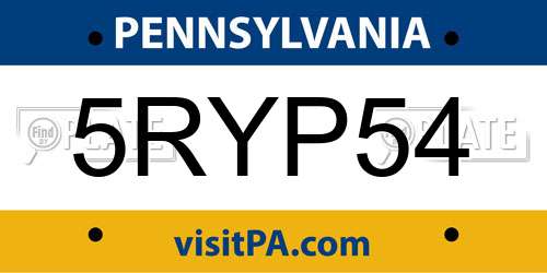 5RYP54 Pennsylvania License Plate