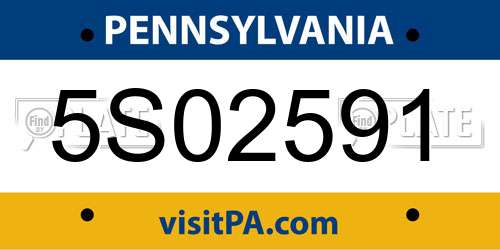 5S02591 Pennsylvania License Plate