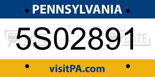 5S02891 Pennsylvania License Plate