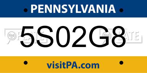 5S02G8 Pennsylvania License Plate
