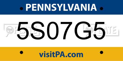 5S07G5 Pennsylvania License Plate