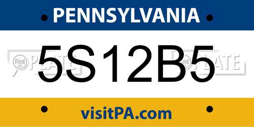 5S12B5 Pennsylvania License Plate